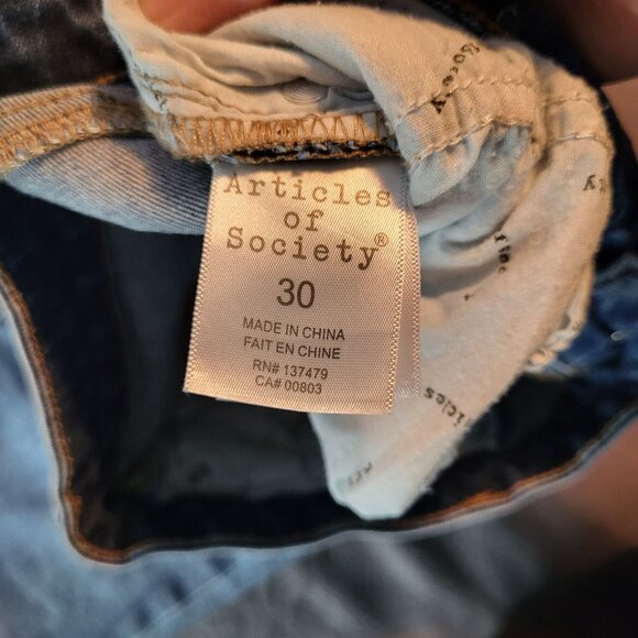 ARTICLES OF SOCIETY Womens SZ 30 Suzy Skinny Fit Jeans Distressed Hem Elden Wash - Picture 9 of 10